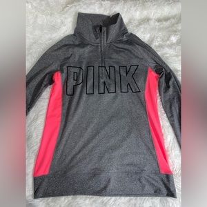VICTORIAS SECRET PINK- Ultimate half zip jacket SIZE :Medium -grey and pink🩶🩷